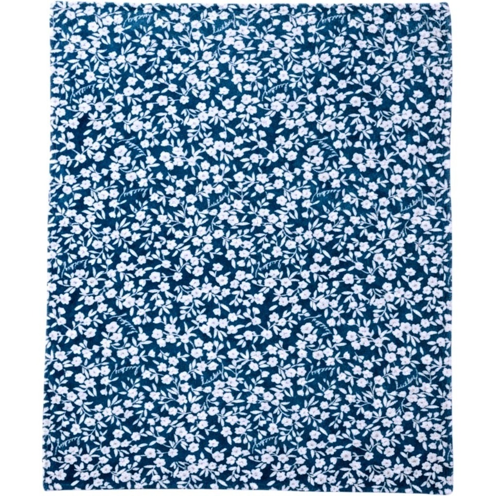 Lucky Brand Throw Blanket Teal Blue Floral Plush Fleece Soft Cozy Cottagecore
